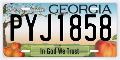 GA license plate PYJ1858