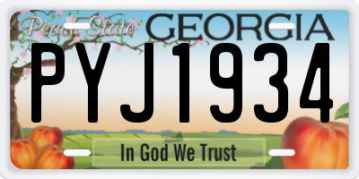 GA license plate PYJ1934