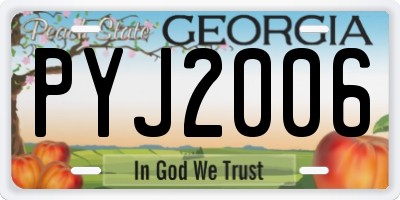 GA license plate PYJ2006