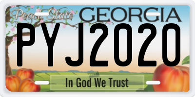 GA license plate PYJ2020