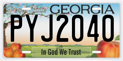 GA license plate PYJ2040