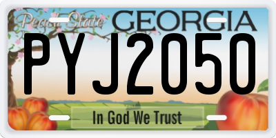 GA license plate PYJ2050