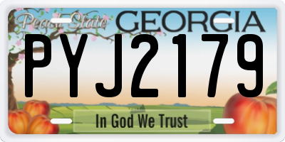 GA license plate PYJ2179