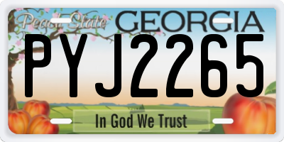 GA license plate PYJ2265