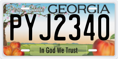 GA license plate PYJ2340