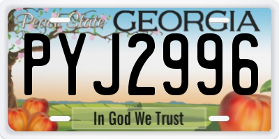 GA license plate PYJ2996