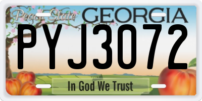 GA license plate PYJ3072