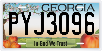 GA license plate PYJ3096