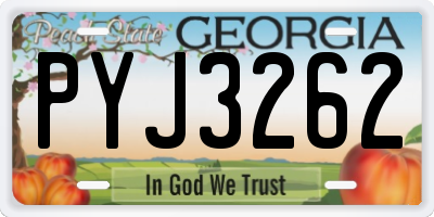 GA license plate PYJ3262