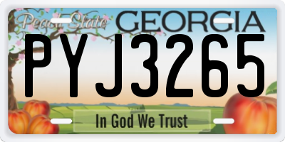 GA license plate PYJ3265