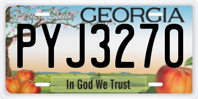 GA license plate PYJ3270