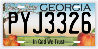 GA license plate PYJ3326