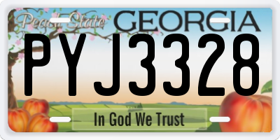 GA license plate PYJ3328