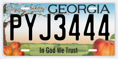 GA license plate PYJ3444