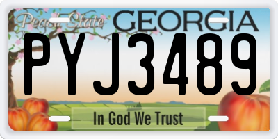 GA license plate PYJ3489