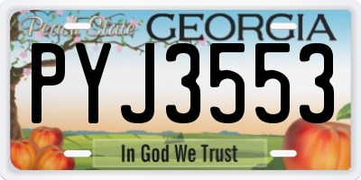 GA license plate PYJ3553