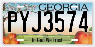 GA license plate PYJ3574