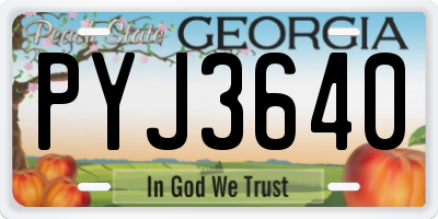 GA license plate PYJ3640