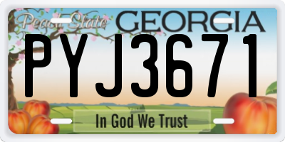 GA license plate PYJ3671