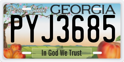 GA license plate PYJ3685