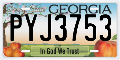 GA license plate PYJ3753