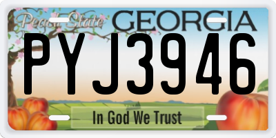 GA license plate PYJ3946