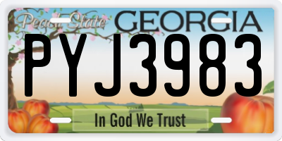 GA license plate PYJ3983