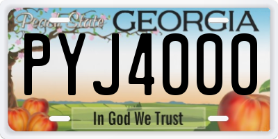 GA license plate PYJ4000