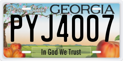 GA license plate PYJ4007