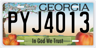 GA license plate PYJ4013
