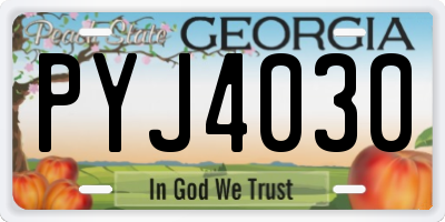 GA license plate PYJ4030