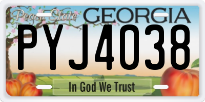 GA license plate PYJ4038