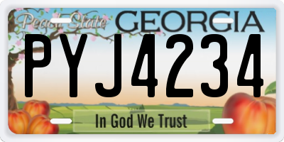 GA license plate PYJ4234