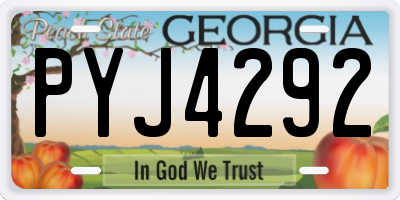 GA license plate PYJ4292