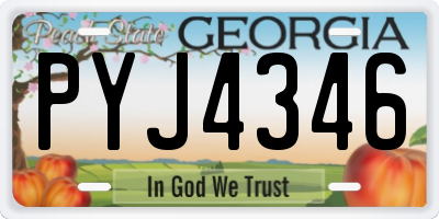 GA license plate PYJ4346
