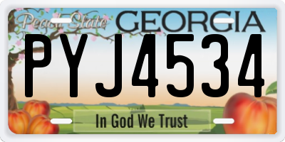 GA license plate PYJ4534