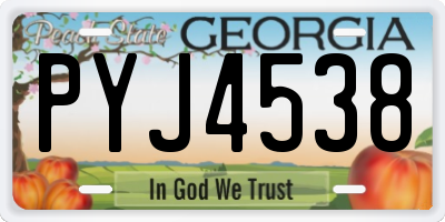 GA license plate PYJ4538
