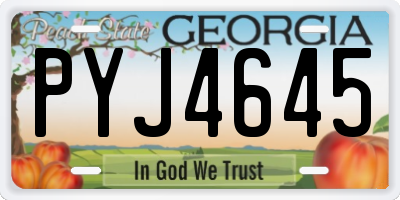 GA license plate PYJ4645