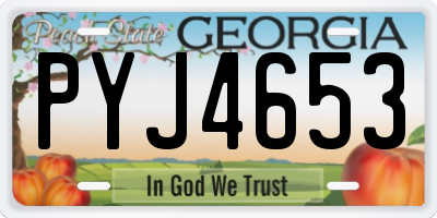 GA license plate PYJ4653
