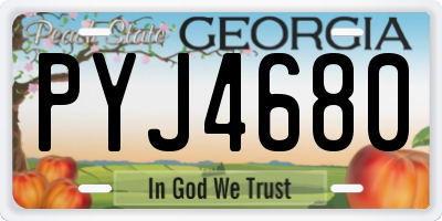 GA license plate PYJ4680