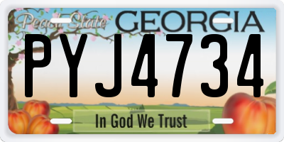 GA license plate PYJ4734
