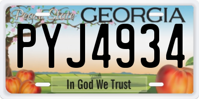 GA license plate PYJ4934