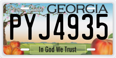 GA license plate PYJ4935