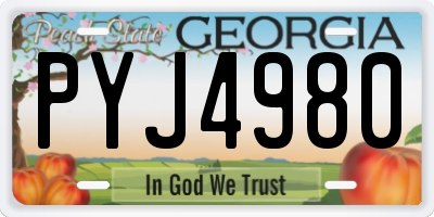 GA license plate PYJ4980