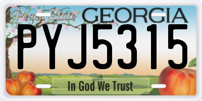 GA license plate PYJ5315