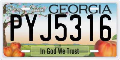 GA license plate PYJ5316