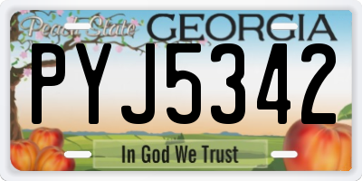 GA license plate PYJ5342