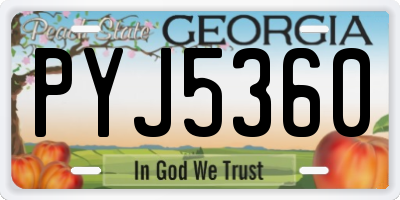 GA license plate PYJ5360