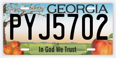 GA license plate PYJ5702