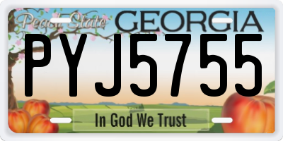 GA license plate PYJ5755